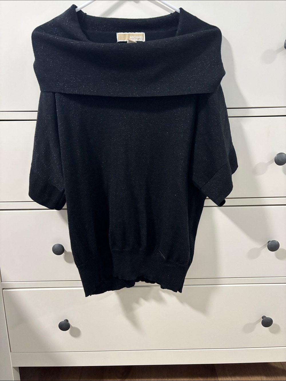 Michael Kors Black Sparkle Cowl Neck Sweater